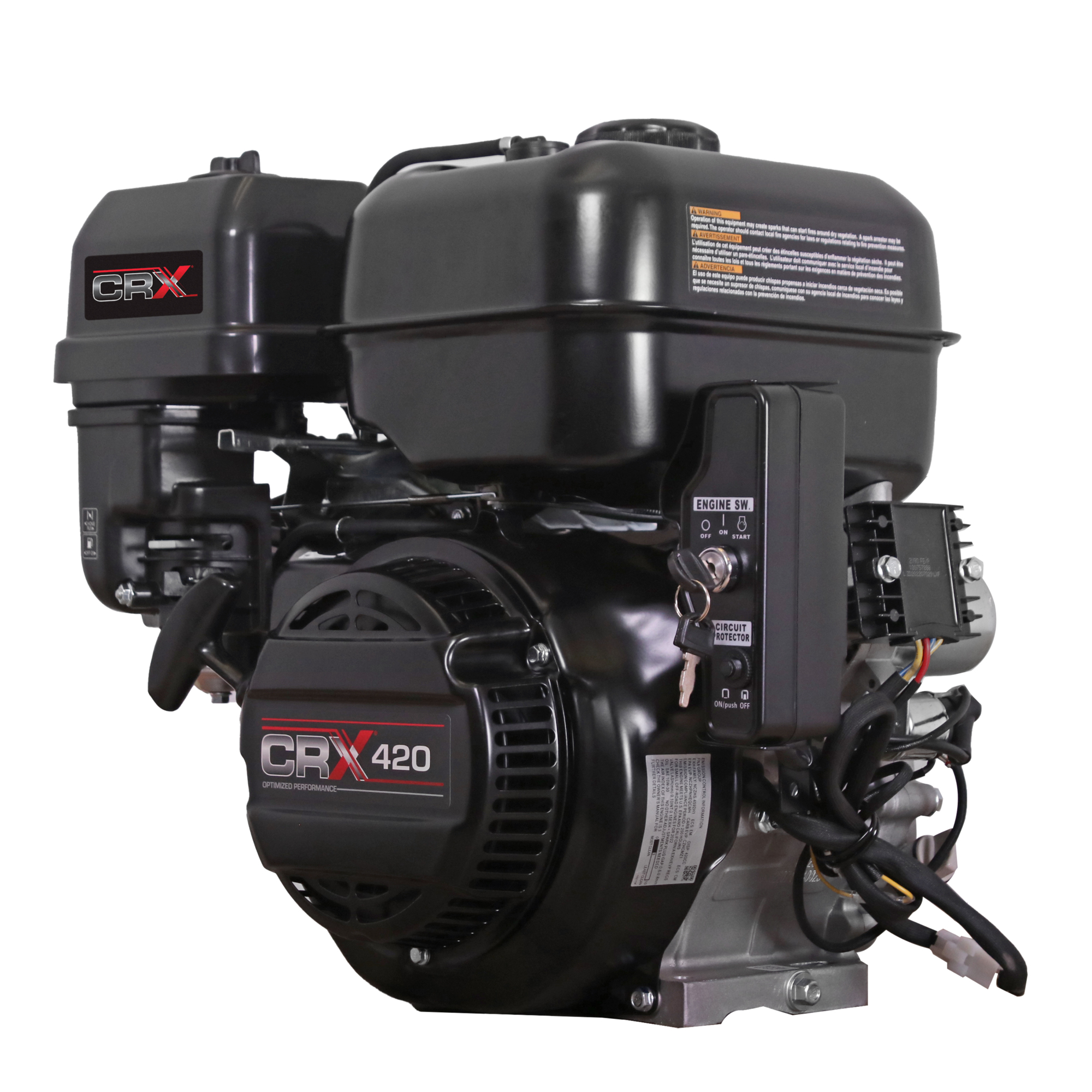 CRX420 Horizontal-Shaft Gas Engine: 420cc, 1in. Shaft, Electric/Key Start